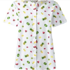 Lands End Fruit Print Button Up Shirt Size 2 Petite